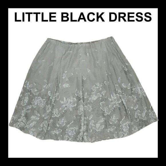 LITTLE BLACK DRESS Taupe silk pleated floral elastic waist a-line skirt - Picture 1 of 11